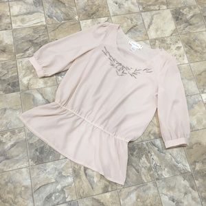 NWOT CRISS CROSS Beaded Blouse